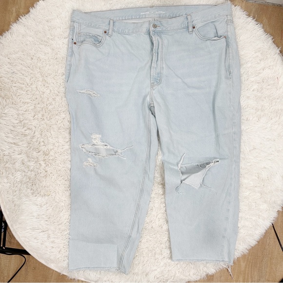 Old Navy Denim - Old Navy High Rise Slouchy Straight Jeans 24 Distressed Button Fly